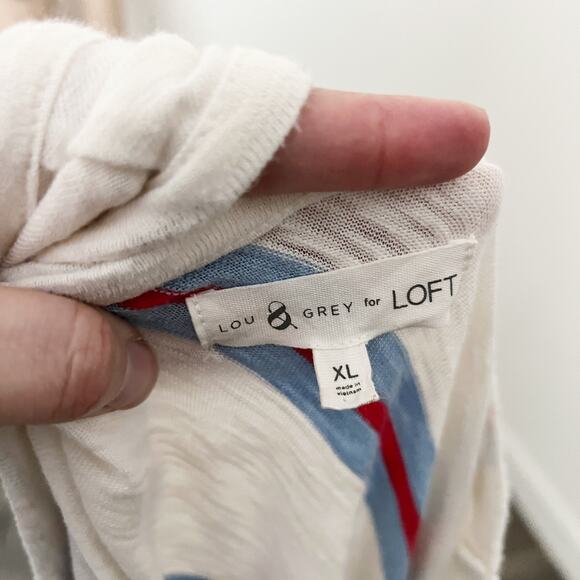 [LOFT] Lou & Grey Striped Slub Jersey Tank Midi Dress Scoop Neck Side Slit Sz XL - Picture 11 of 11